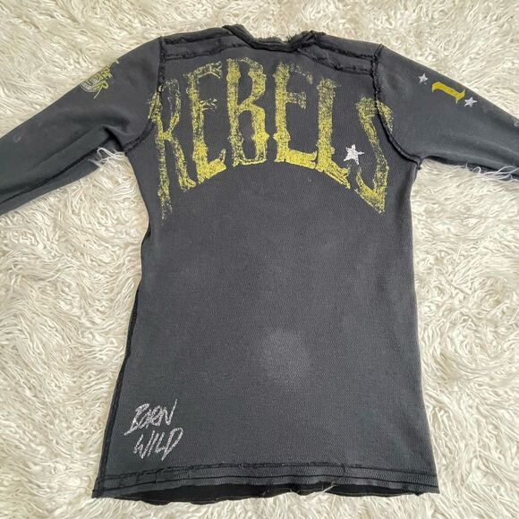 Vintage Affliction Fear The Reaper Mens Reversible Thermal Shirt Size Medium - Picture 5 of 6